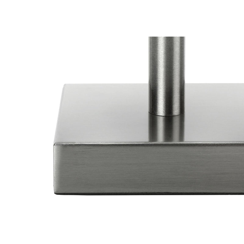 Set of two 8th Street nickel contemporary table lamps with USB ports, featuring modern design and fabric shades.
