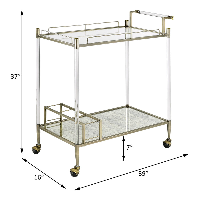Cirro - Serving Cart - Antique Mirror & Wire Brass - R&R Furniture Gallery (Fountain Valley, CA)