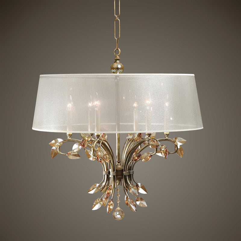Uttermost Alenya 6-light gold chandelier with elegant shade design, showcasing a modern chandelier for stylish interior lighting.