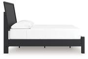 Danziar panel bed with low footboard from Signature Design by Ashley, featuring a sleek wooden frame and modern design.