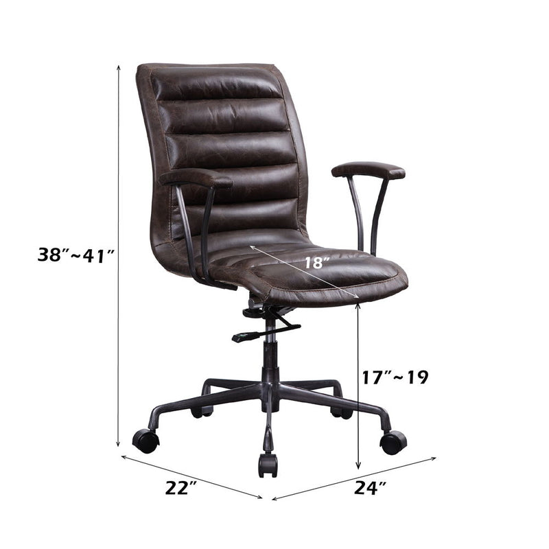 Zooey - Office Chair - Distress Chocolate Top Grain Leather - R&R Furniture Gallery (Fountain Valley, CA)