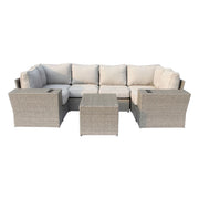 Outdoor Wicker Sectional With Weather Resistant Cushions And Table - R&R Furniture Gallery (Fountain Valley, CA)