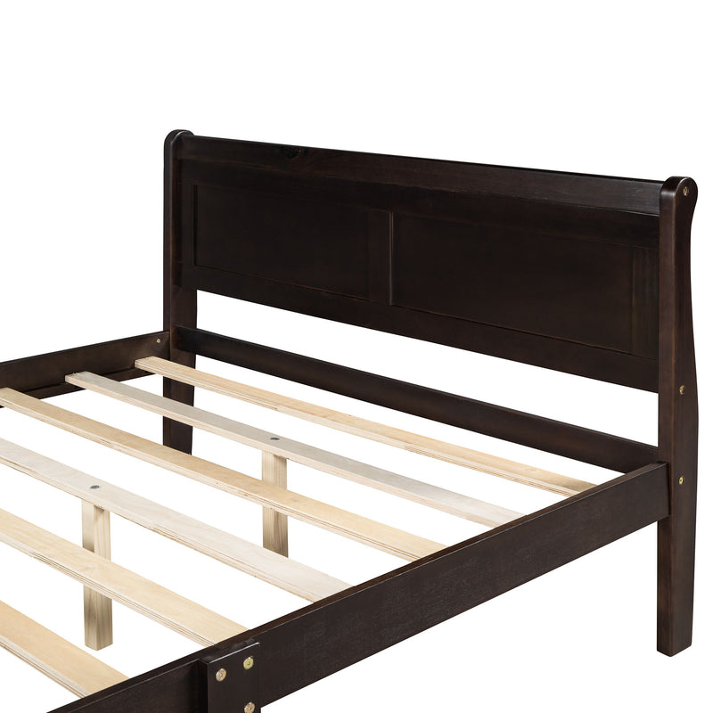 Platform Bed Frame Mattress Foundation Sleigh Bed With Headboard / Footboard / Wood Slat Suppor - R&R Furniture Gallery (Fountain Valley, CA)