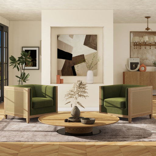 Georgia - Cane Tuxedo Armchair - Olive Green - R&R Furniture Gallery (Fountain Valley, CA)