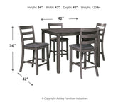 Bridson - Square Counter TBL Set (Set of 5) - Gray - R&R Furniture Gallery (Fountain Valley, CA)