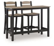 Shoreline Beach - Outdoor Counter Table And 2 Barstools (Set of 3) - Black / Beige - R&R Furniture Gallery (Fountain Valley, CA)