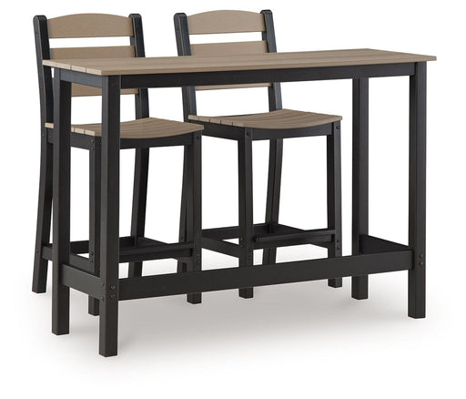 Shoreline Beach - Outdoor Counter Table And 2 Barstools (Set of 3) - Black / Beige - R&R Furniture Gallery (Fountain Valley, CA)