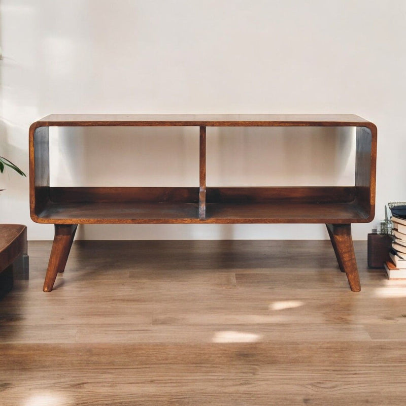 Curved Double Slot Media Unit - Dark Brown - R&R Furniture Gallery (Fountain Valley, CA)