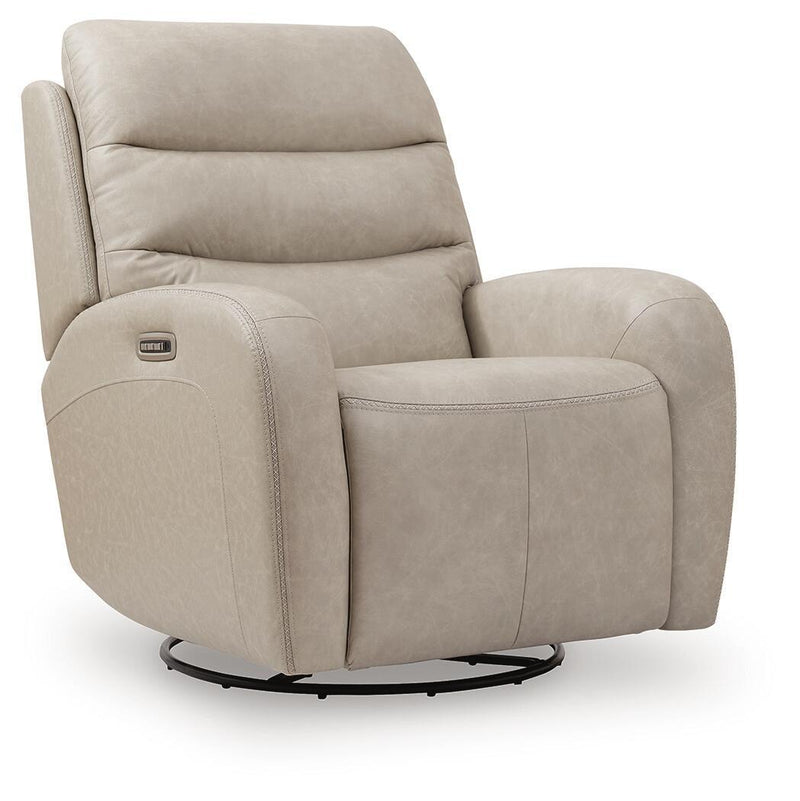 Motion-Max - Swivel Glider Power Recliner - Stonewash