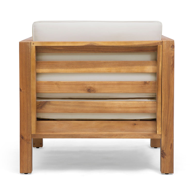 Outdoor Acacia Wood Patio Chair With Fabric Cushion - R&R Furniture Gallery (Fountain Valley, CA)