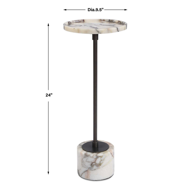 Brunson - White Marble Drink Table - Bronze / White