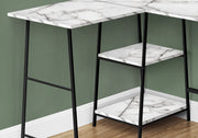 Computer Desk, Home Office, Corner, Storage Shelves, L Shape, Work, Laptop, Marble Look Laminate, Contemporary, Modern - R&R Furniture Gallery (Fountain Valley, CA)