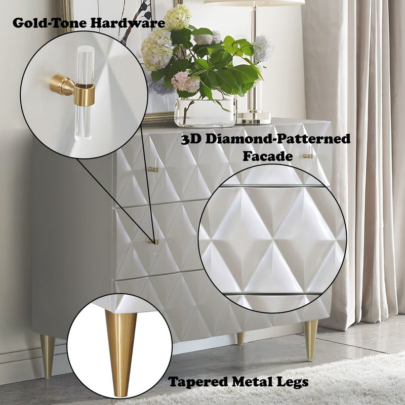 Anson - Console Cabinet - Metallic Silver & Champagne - R&R Furniture Gallery (Fountain Valley, CA)