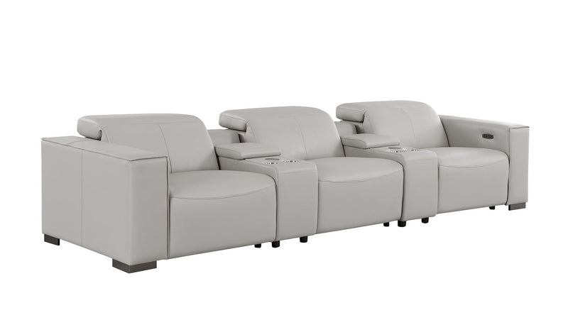 1208 - Modular Leather Sofa Loveseat With 6 Recliners And Power Headrests