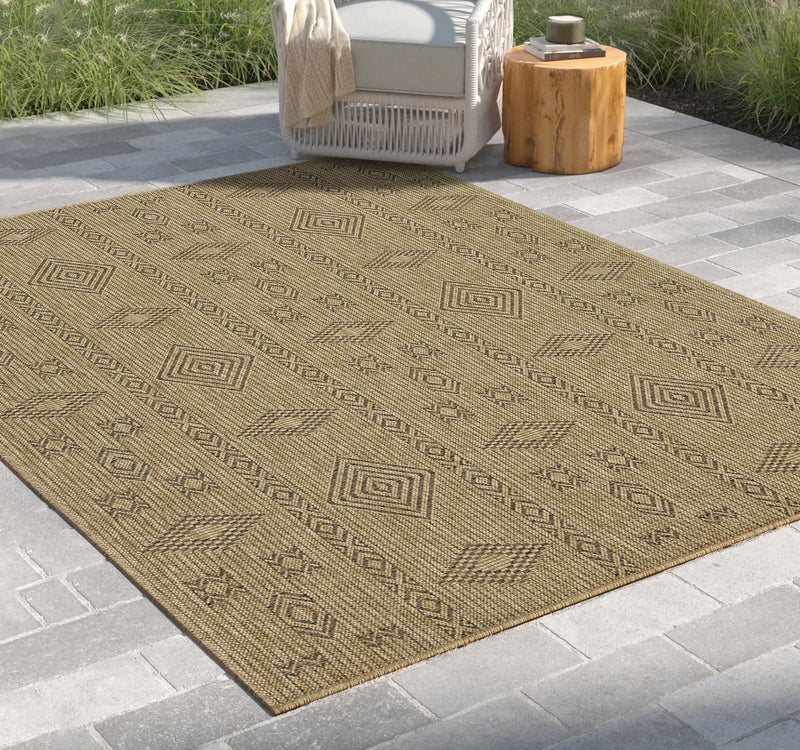 Earth - 5'3" X 7'3" Polypropylene Indoor, Outdoor Area Rug - Jute, Mocha - R&R Furniture Gallery (Fountain Valley, CA)