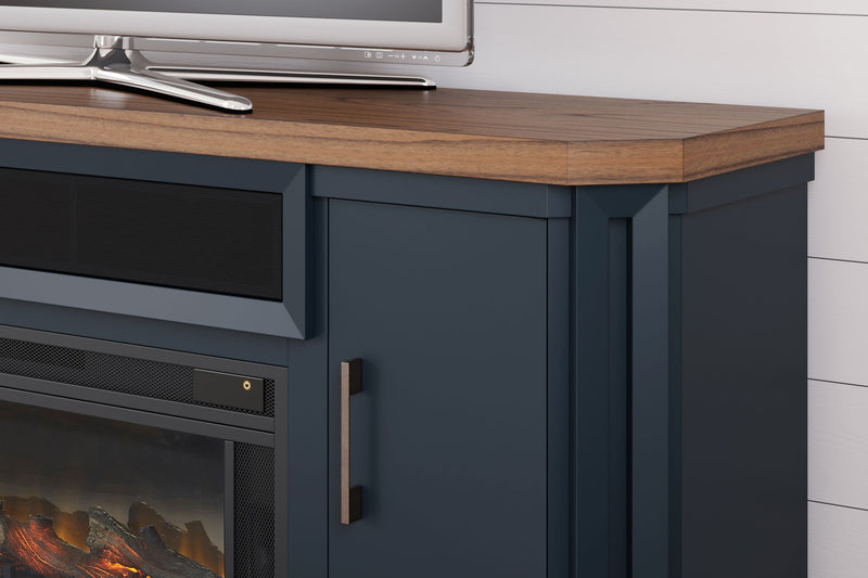 Landocken - 83" TV Stand With Electric Fireplace - Two-tone - R&R Furniture Gallery (Fountain Valley, CA)