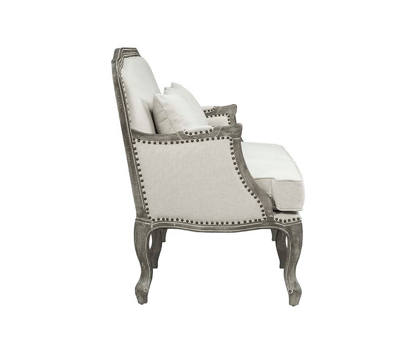 Tania - Loveseat With 2 Pillows - Cream Linen & Gray - R&R Furniture Gallery (Fountain Valley, CA)