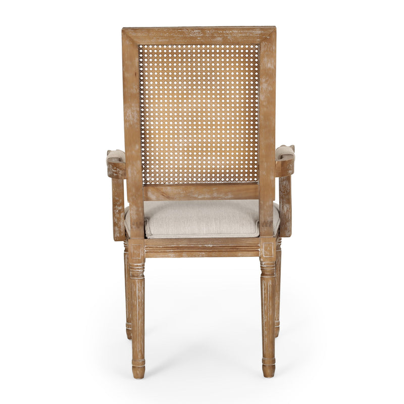 Elegant French Country Style Dining Chair With Cane Backrest - R&R Furniture Gallery (Fountain Valley, CA)