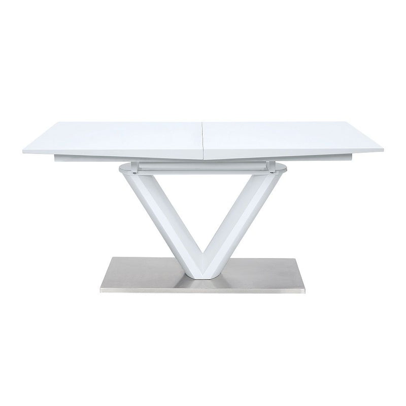 Gallegos - Dining Table With Leaf - White High Gloss - R&R Furniture Gallery (Fountain Valley, CA)