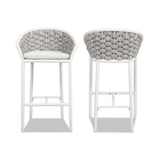 Rowan - Rope Barrel Low Back Patio Counter Stool (Set of 2) - Optic White - R&R Furniture Gallery (Fountain Valley, CA)