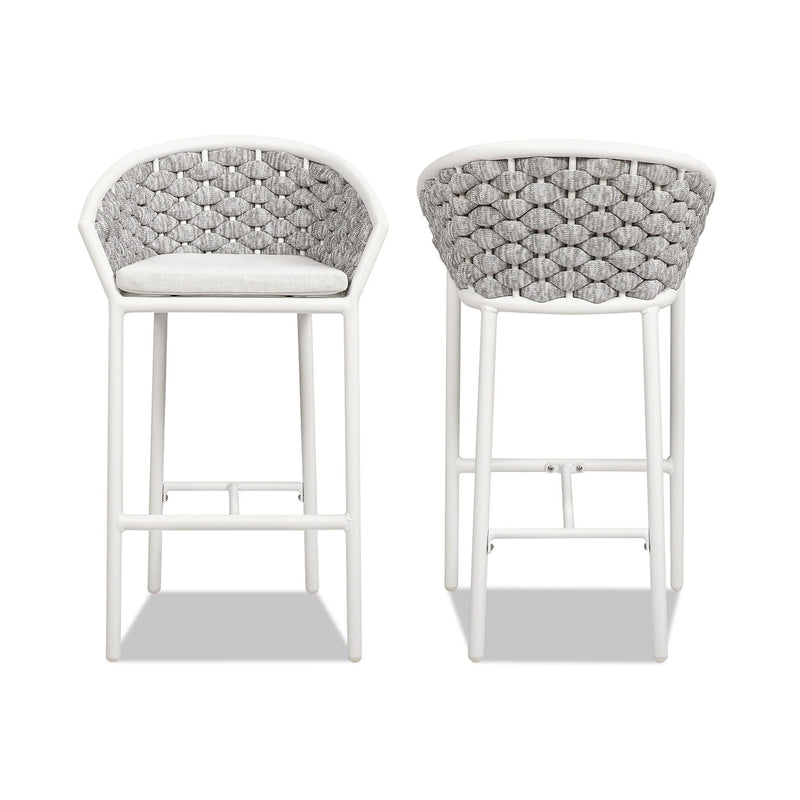 Rowan - Rope Barrel Low Back Patio Counter Stool (Set of 2) - Optic White - R&R Furniture Gallery (Fountain Valley, CA)
