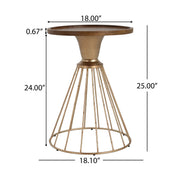 Hollow - Edge Retro Art Pine Side Table With Antique And Natural Color, Iron And Pine Construction - Antique Gold / Natural - R&R Furniture Gallery (Fountain Valley, CA)