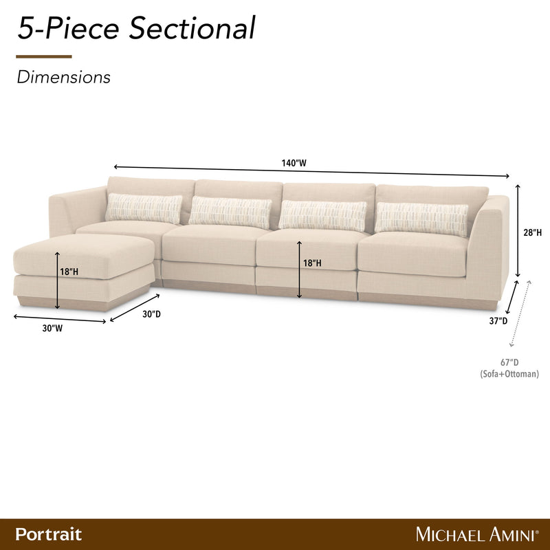 Portrait - 5-Piece Sectional - Toffee / Sienna Brown - R&R Furniture Gallery (Fountain Valley, CA)