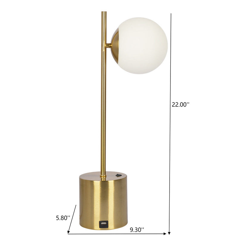 Ethereal - Modern Small Table Lamp, Desk Lamp Fixture With Globe Shade - Gold / White - R&R Furniture Gallery (Fountain Valley, CA)
