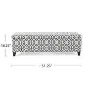 Quotient - Upholstered Storage Ottoman With Tapered Block Feet - Gray / White - R&R Furniture Gallery (Fountain Valley, CA)