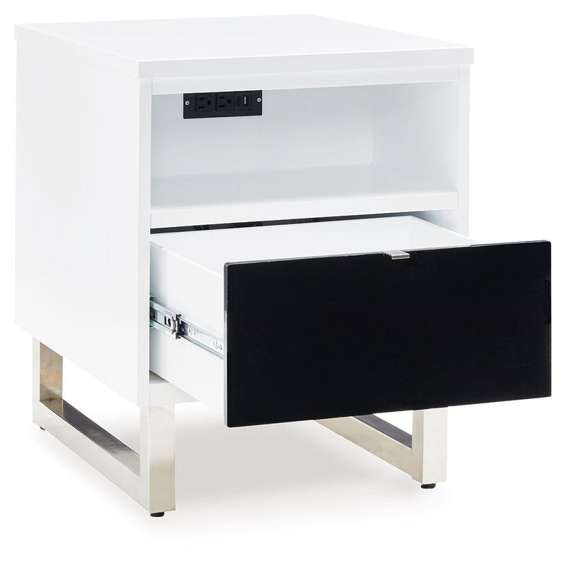 Gardoni - Chair Side End Table - White / Black - R&R Furniture Gallery (Fountain Valley, CA)