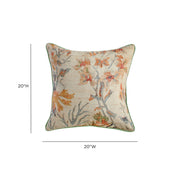 TOV Furniture Taman 20-inch natural cotton accent pillow cover with summer floral design, perfect for decorative cushions.