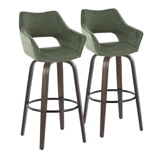 Set of two Lumi Source Mustang contemporary fixed height barstools with swivel, round footrests, and sleek modern design.