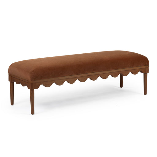 TOV Furniture Oodle vegan mohair bench with walnut wood legs, upholstered seating and modern design for living space decor.
