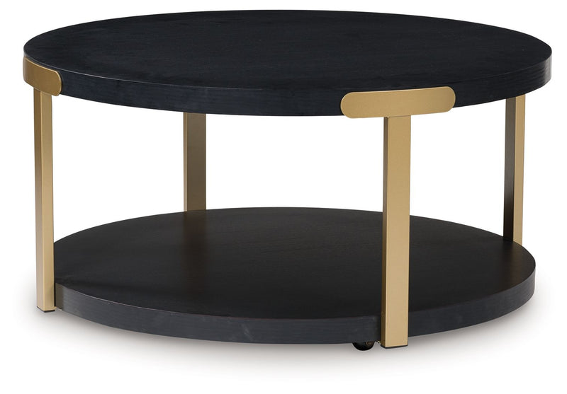 Shylore - Occasional Table Set (Set of 3) - Black / Brass Finish - R&R Furniture Gallery (Fountain Valley, CA)