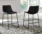 Set of two Signature Design by Ashley® Centiar upholstered barstools with padded seats and backrests for comfortable seating.