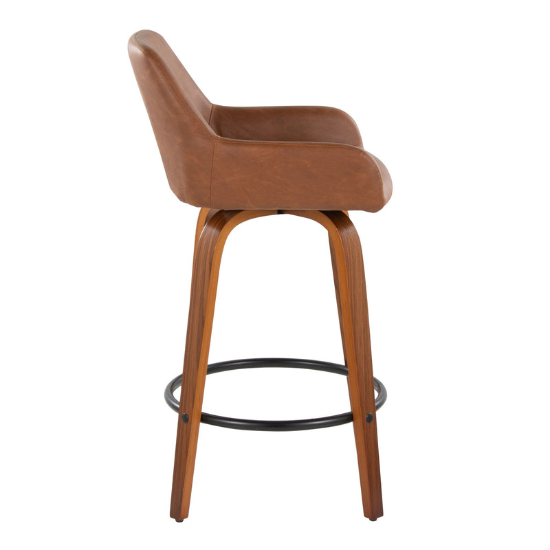 Lumi Source Daniella contemporary fixed height counter stool set with swivel, round footrest, and modern design in a set of two.