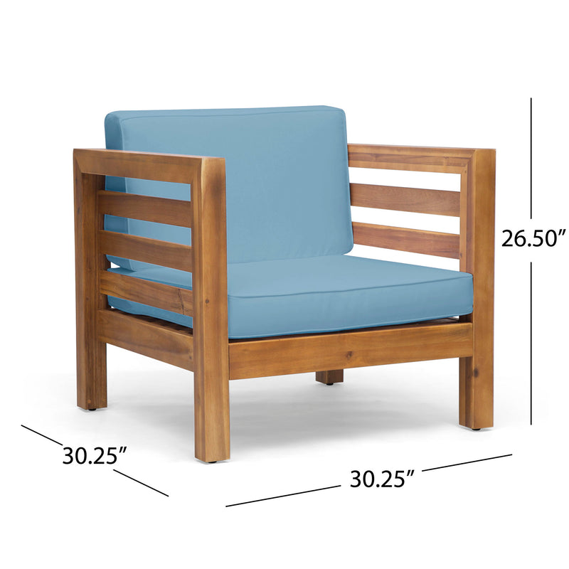 Outdoor Acacia Wood Patio Chair With Fabric Cushion - R&R Furniture Gallery (Fountain Valley, CA)