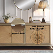 Dodie - Console Cabinet - Natural Oak Sunburst Pattern & Taupe Champaign - R&R Furniture Gallery (Fountain Valley, CA)