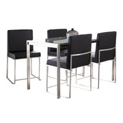 Lumi Source Fuji high back contemporary 5-piece dining set with glass tabletop and modern design for dining room use.