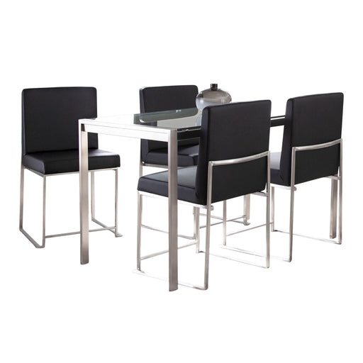 Lumi Source Fuji high back contemporary 5-piece dining set with glass tabletop and modern design for dining room use.