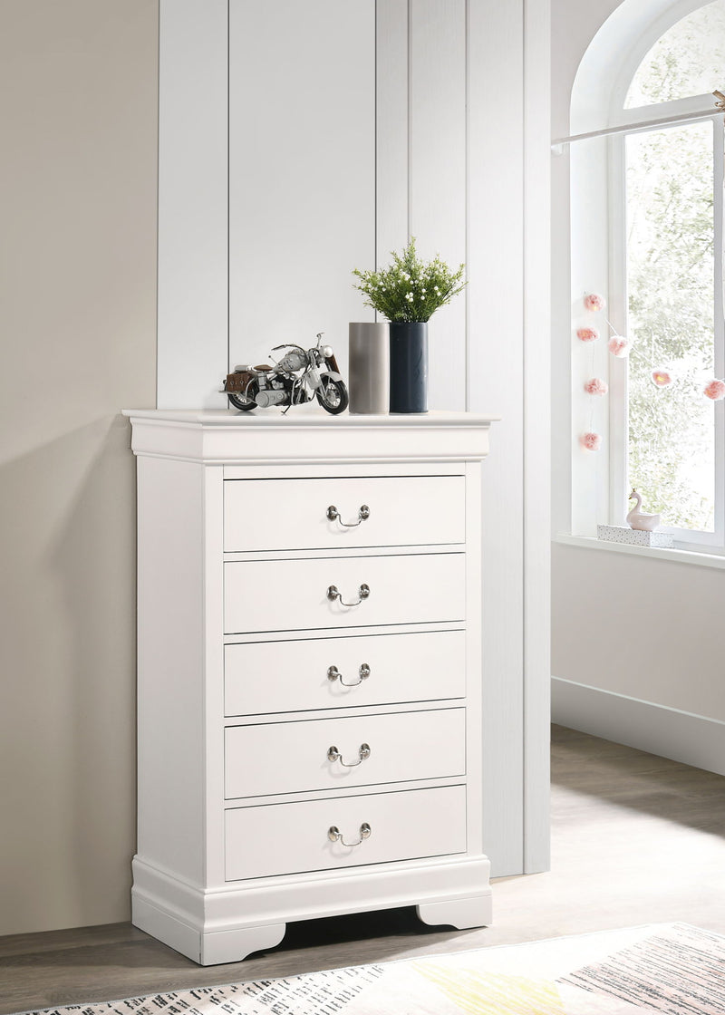 Louis Phillipe accent chest by Glory Furniture, wooden storage cabinet with detailed design and classic finish.