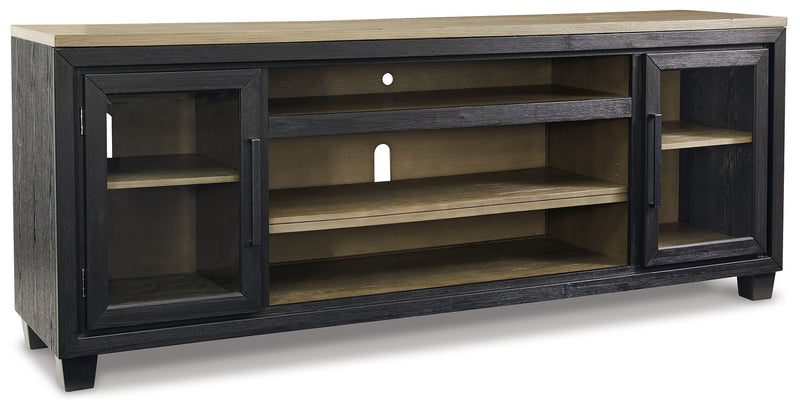 Foyland - XL TV Stand w/Fireplace Option - Black / Brown - R&R Furniture Gallery (Fountain Valley, CA)