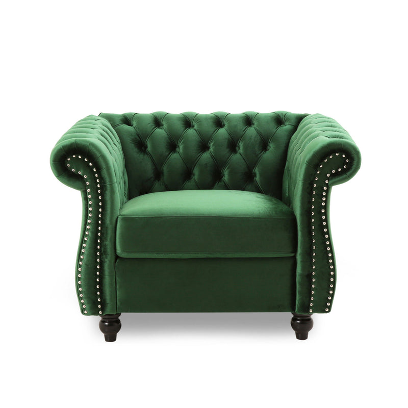 Nexuson - Upholstered Chesterfield Chair With Deep Tufted And Nailhead Trim - R&R Furniture Gallery (Fountain Valley, CA)