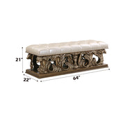 Constantine - Bench - Light Gold Synthetic Leather , Brown & Gold - R&R Furniture Gallery (Fountain Valley, CA)