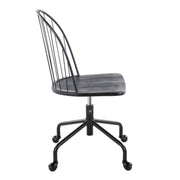 Lumi Source Riley farmhouse-style adjustable high back office chair in black with cushioned seat and wooden accents.