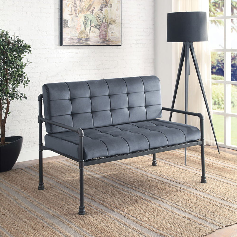 Brantley - Loveseat - Gray Velvet & Sandy Gray - R&R Furniture Gallery (Fountain Valley, CA)