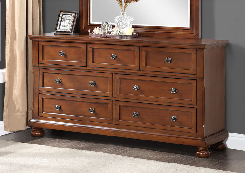 Glory Furniture Meade dresser with multiple drawers and wooden finish, designed for bedroom storage and organization.