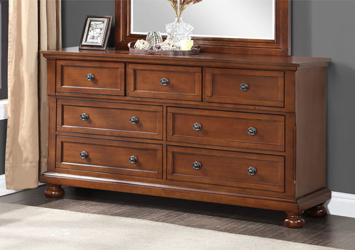 Glory Furniture Meade dresser with multiple drawers and wooden finish, designed for bedroom storage and organization.