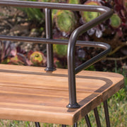 Outdoor Bench With Powder Coated Iron Frame - Teak - R&R Furniture Gallery (Fountain Valley, CA)