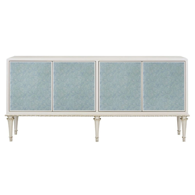 Ansaldo - Console Cabinet - Pearl White & Silver Shimmer - R&R Furniture Gallery (Fountain Valley, CA)